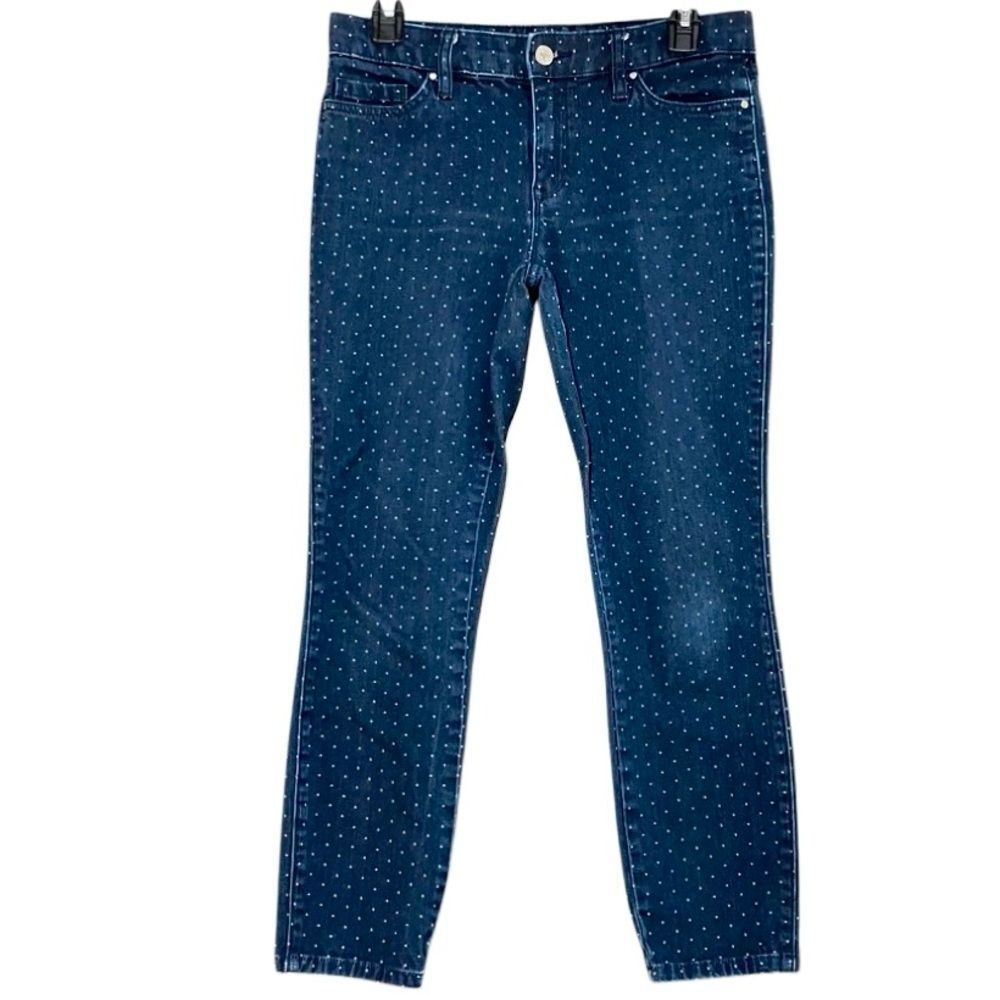 Club Monaco Cropped Pin-dot Jeans in Blue/White Women’s 6